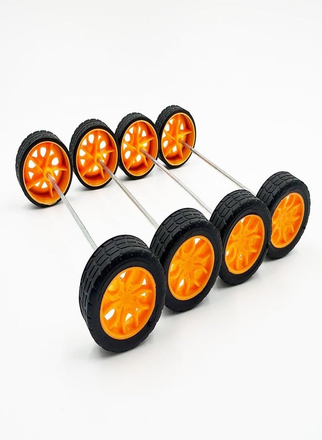 URIMPAVIDO 10PCS 2X30MM Toy Car Wheel Rubber Tire Wheel with Shaft Round Axles for RC Car Truck DIY Model Toy Accessories (Yellow) - Image 2